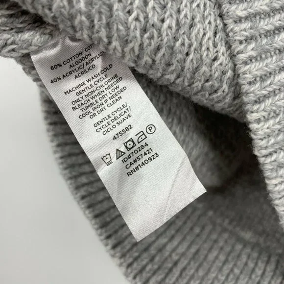 Ann Taylor LOFT Sweater Gray Pullover Knit Crew Neck Split Back - Picture 6 of 9